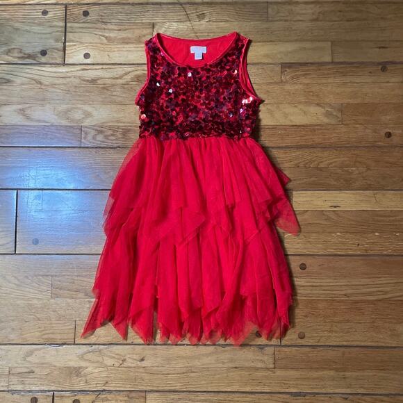 Cat & Jack Red Sequin Holiday Dress - Size 6 - Picture 9 of 16